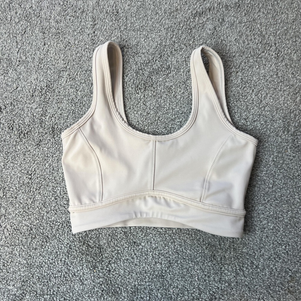 ALLFENIX Sports Bra Womens XS White Scoop Neck Longline‎ Athletic Yoga Gym